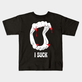 Funny I suck white vampire fangs Kids T-Shirt